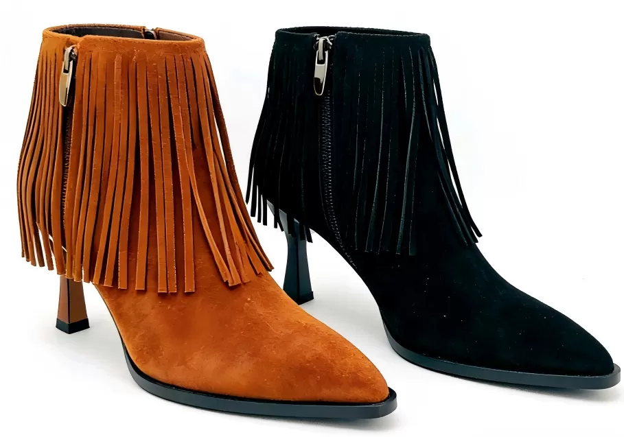 Fringe Suede Ankle Boots with 