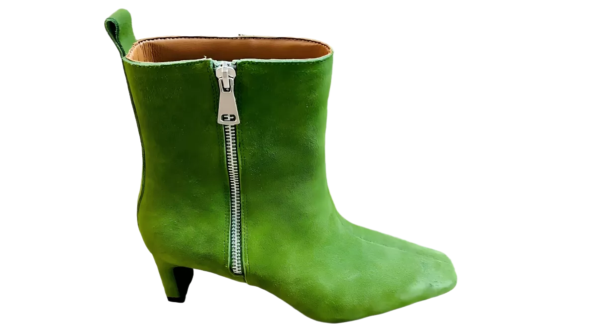 Ankle zipper leather boot