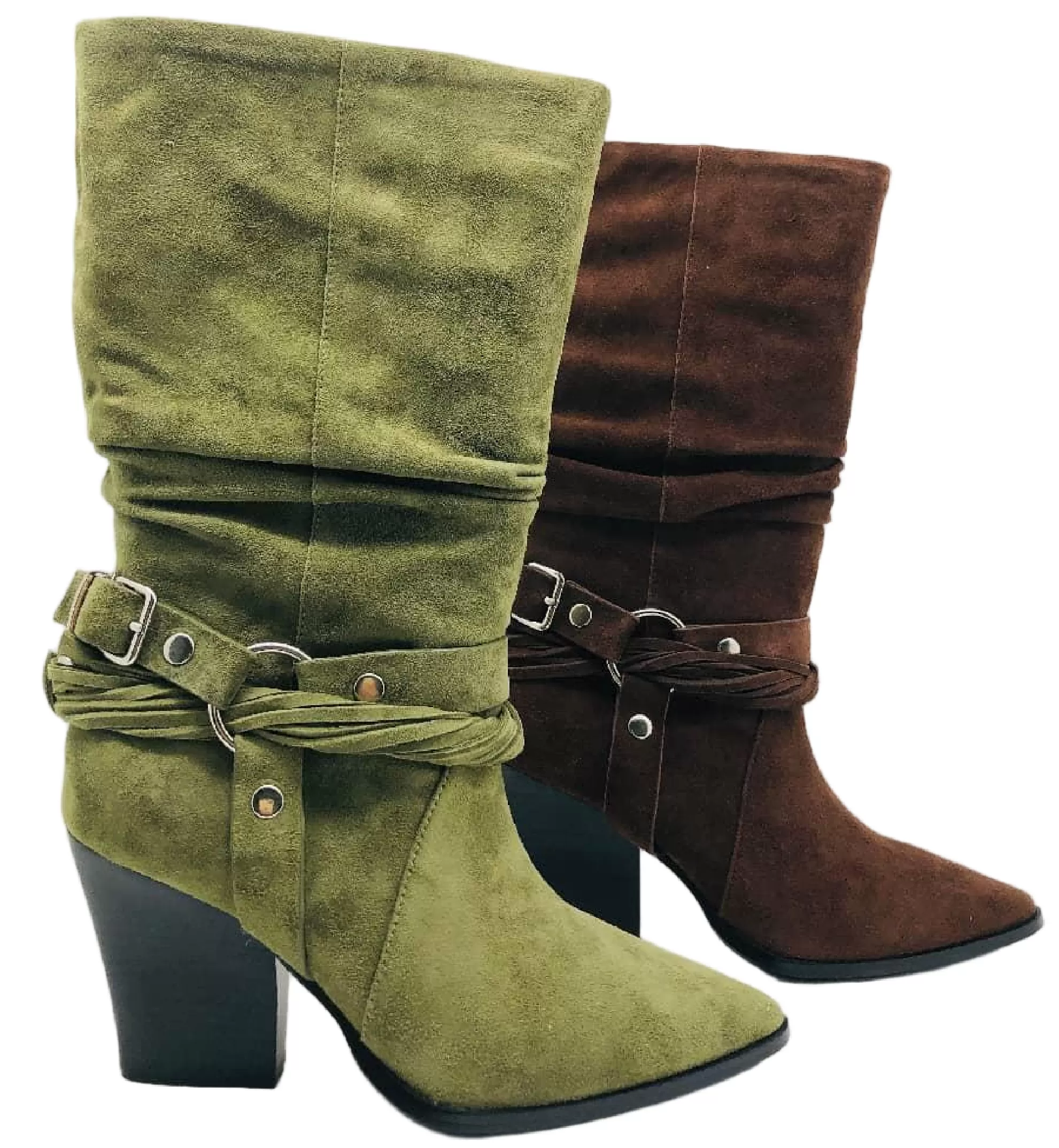Western Style Ruched Mid-Calf 