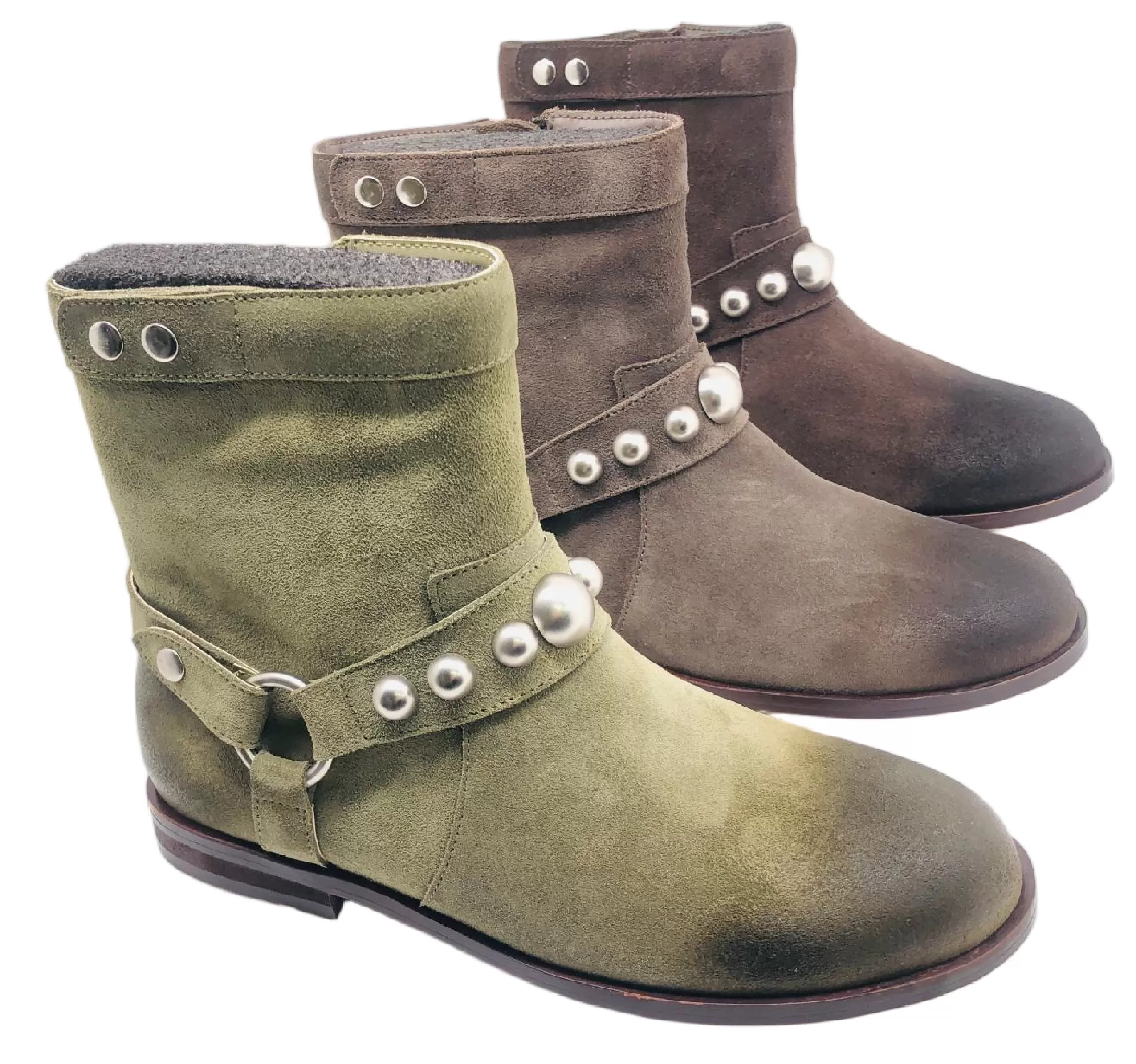 Western Style Studded Suede Fl