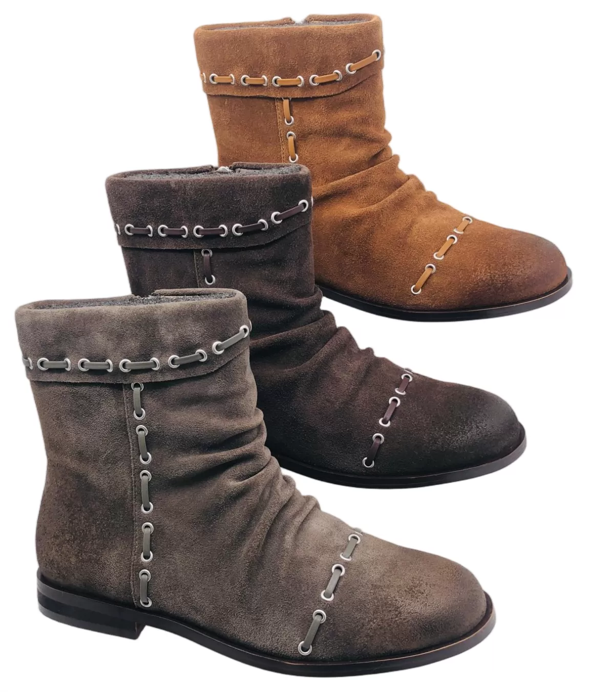 Suede Ruched Ankle Boots with 