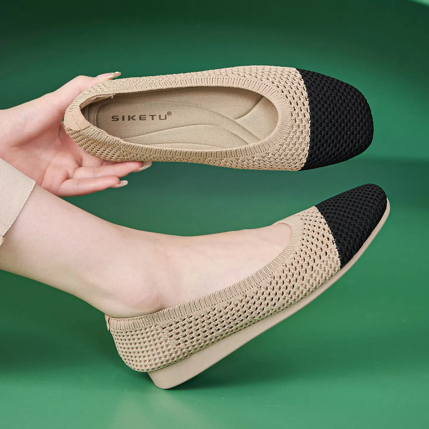 Women Color Block Hollow Knit 