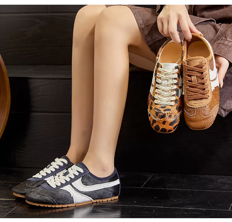 Women Horsehair Retro Sneakers